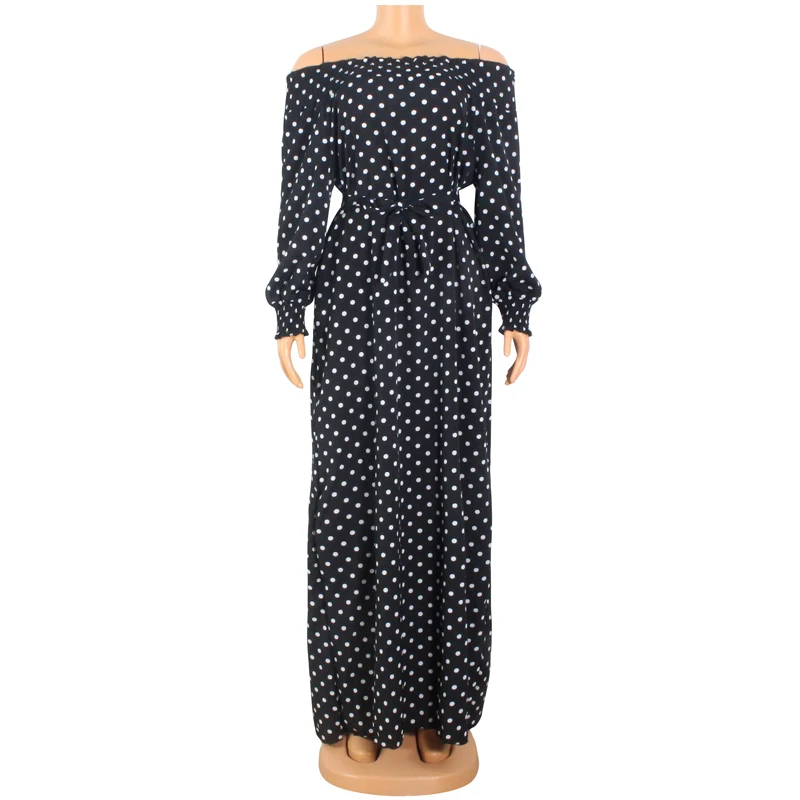 

2020 African Clothes Lantern Sleeve Dresses For Women Africa Dress Dot Print Dashiki Ladies Clothing Women Dress