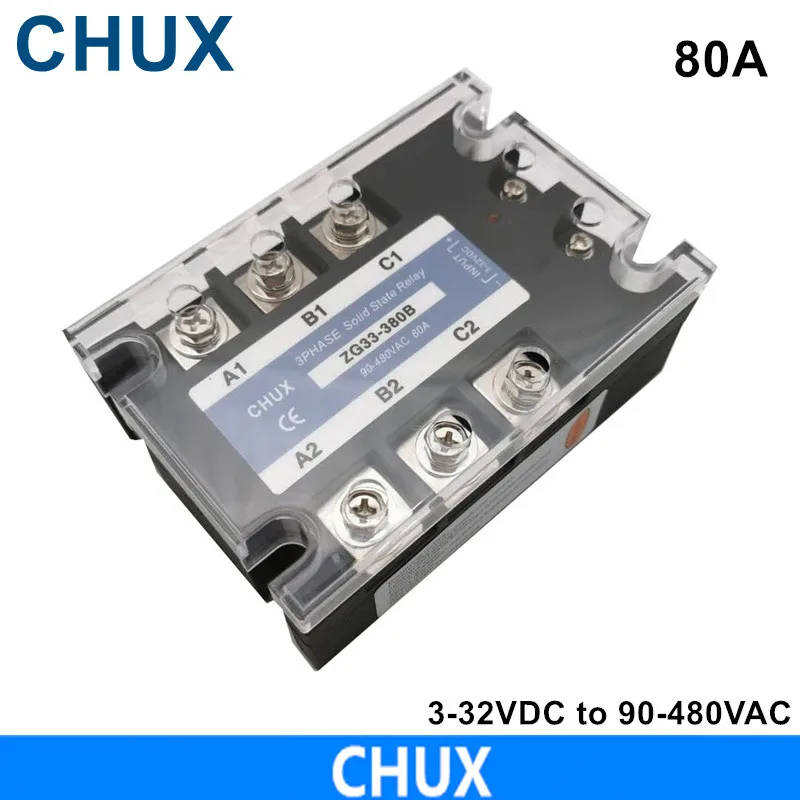 CHUX  SSR 10A 25A 40A 60A 80A 100A 120A Solid State Relay DC Control AC  Three Phase Solid State Relay SSR 40DA  DC-AC