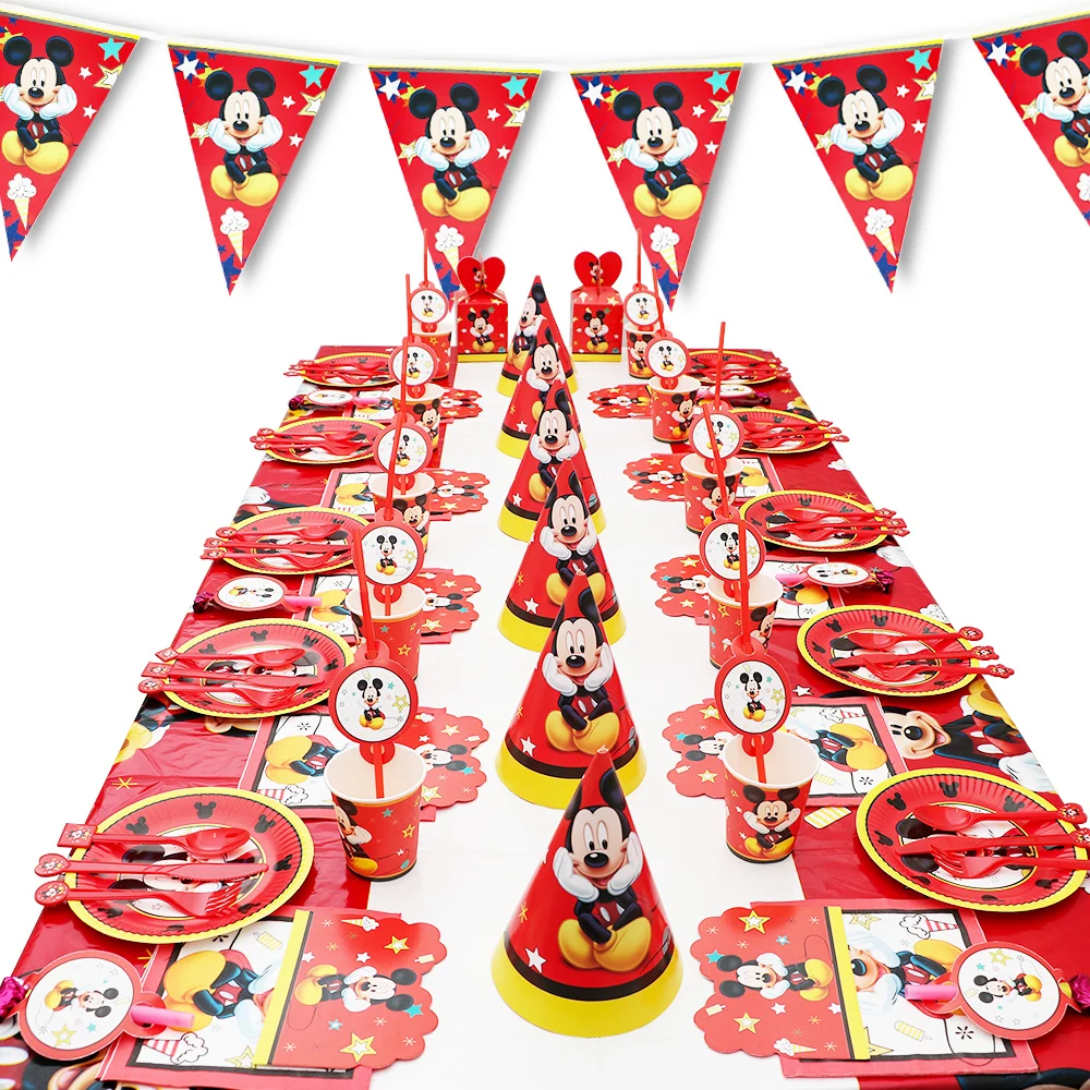 Red Mickey Mouse Kids Birthday Party Decorations Balloons Gift Bags Paper Cups Napkins Plates Straws Disney Baby Shower Supplies