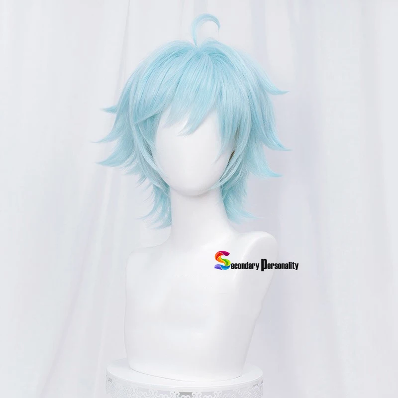 2021 Game Genshin Impact Chongyun Cosplay Wig Chong Yun Light Blue Short Synthetic Hair Halloween Carnival Party Role Play Wigs