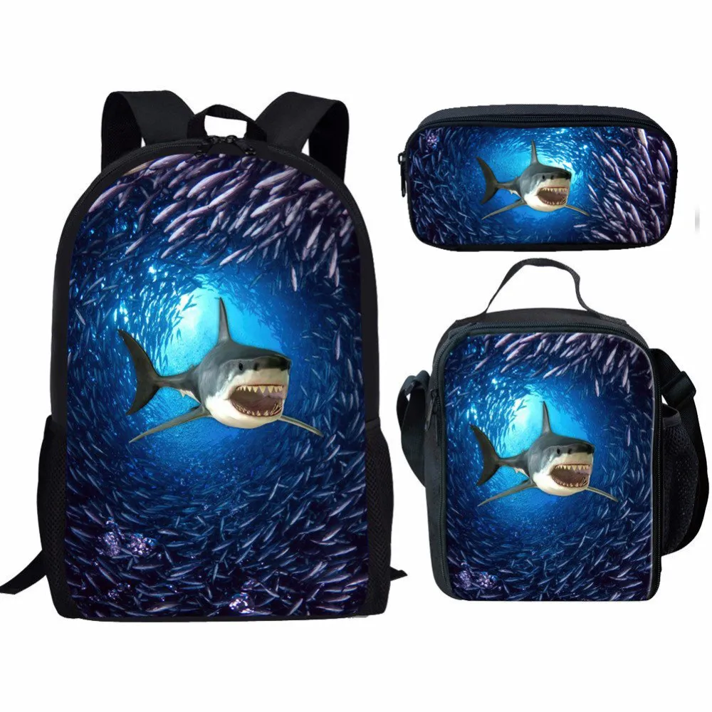 Conjunto de mochilas escolares para niños y niñas, Mochila escolar de tiburón, delfines, Escuela Primaria