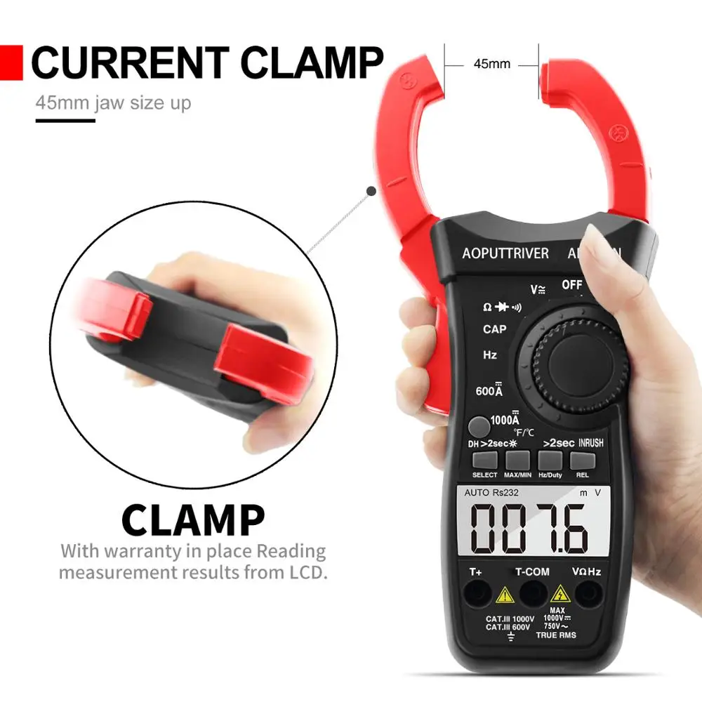 HoldPeak Auto Range DC/AC Digital Clamp Meter Multimeter Pinza Amperimetrica Amperimetro Temperature/Frequency Backlight HP-570N