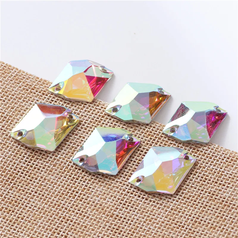 3 sizes ice cube Resin Sew on Rhinestone Crystal AB silver flatback Sewing stones strass for Bag with rhinestones