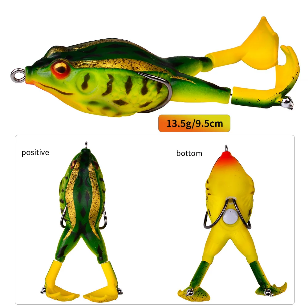 1PCS Double Propeller Rotating Leg Soft Frog Fishing Lure 9.5cm/13.5g Artificial Bait Crankbait Topwater Carp Fishing Tackle