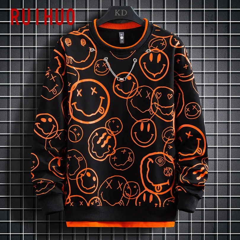 Print Casual Sweatshirts For Men Pullover Harajuku Tops Streetwear Vintage Sweatshirt Men Clothing 3XL 2024 New Arrivals