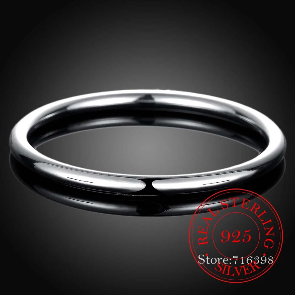 Genuine 925 Sterling Solid Silver Bracelet Fashion Personality Simple Smooth Bangles For Women Wedding Engagement Jewelry/qwfa