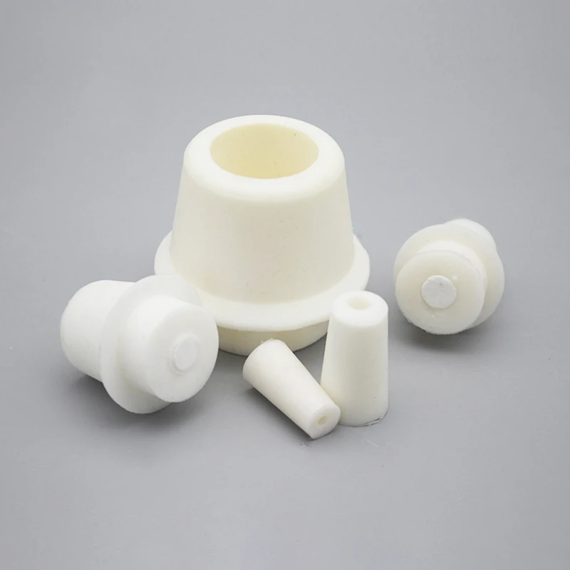 

5pcs Laboratory Silicone Bung With Hole Stoppers Airlock Bubbler Triangular flask plug stopper