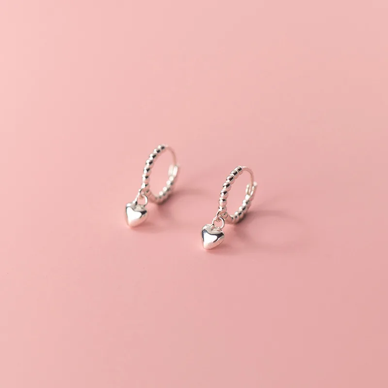 

KOFSAC Fashion Cute Love Heart Hoop Earrings For Women S925 Sterling Silver Jewelry Sweet Mini Earring Lady Girl Birthday Gifts