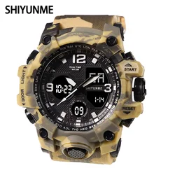 SHIYUNME Uhr Männer Military Sport Dual Time Display Digital Quarz Uhren 50m Wasserdicht Auto Datum Woche Stoppuhr часы reloj