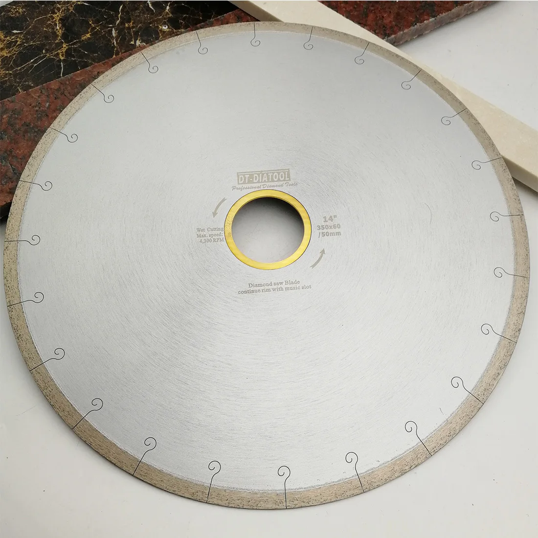 DT-DIATOOL 2pcs 200/350MM Wet Diamond Ceramic Cutting Disc Saw Blades With Hook Slot Bore 60mm with 50mm reducer for Tile Marble
