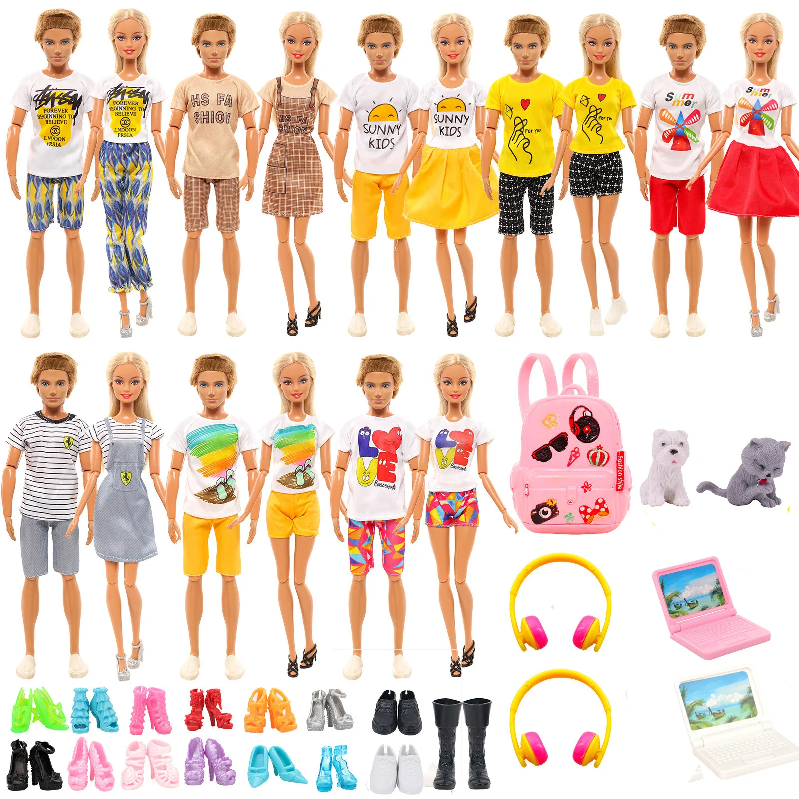 2024 Latest 11.5 Inch bjd and Ken Doll Couple Casual Fashion Clothing Handmade Dress Suitable 30 Cm Doll Accessories DIY Gift