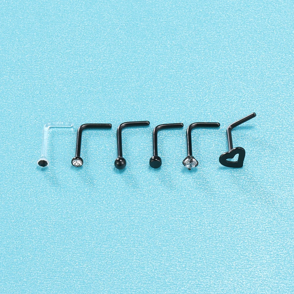 ZS 6PCS Mode Nase Septum Piercing Bolzen Set 18G Edelstahl Nase Septum Bolzen Körper Piercing Schmuck für Nase Piercing – Detail 12