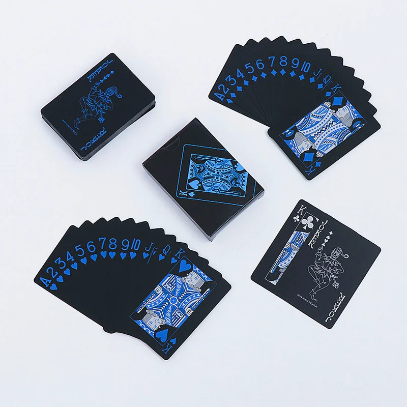 

1Pcs Waterproof Black PVC Plastic Playing Cards Set Trend 54pcs Deck Poker Classic Magic Tricks Tool Pure Black Magic Box-packed