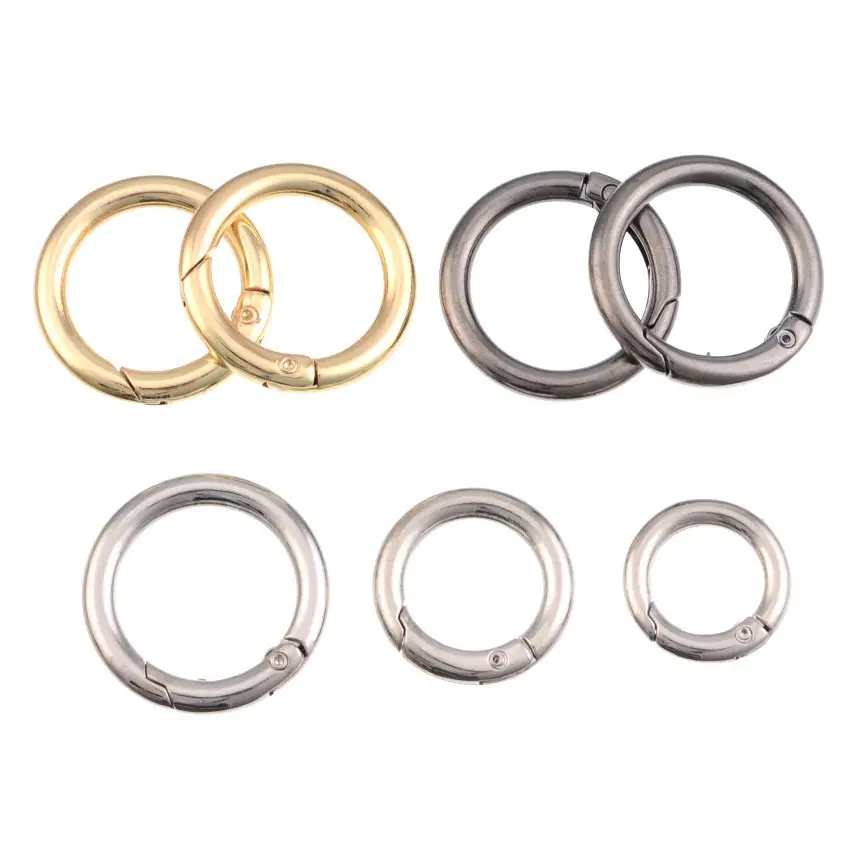 2PCs 25/28/35mm Unwelded Leather Bag Metal Crafts DIY Spring Opening Rings Round Hook Ring Clasp Connect Buckle