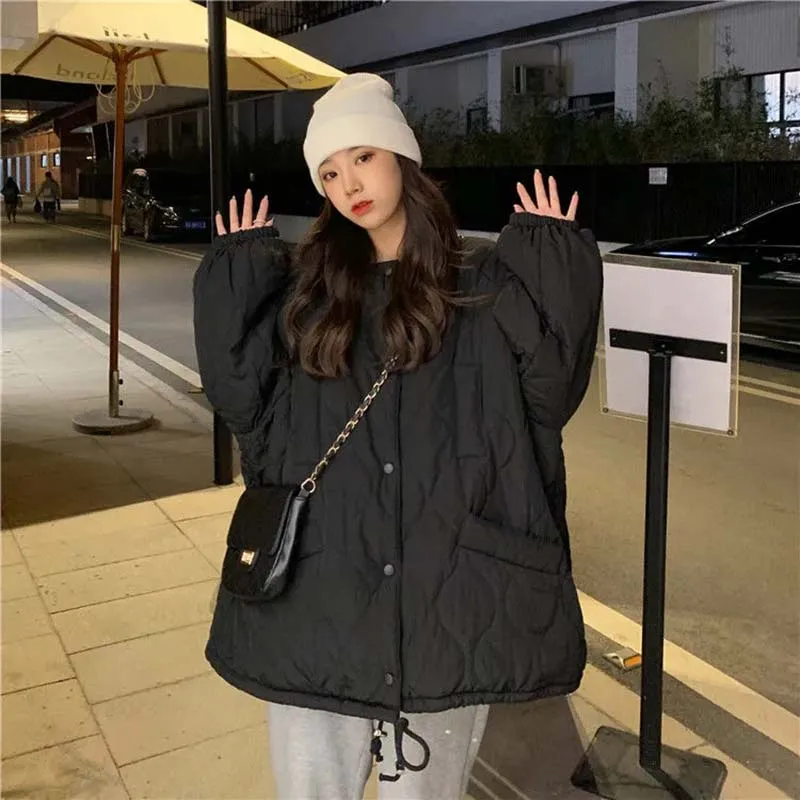 

Loose Drawstring Parkas for Women, Cotton Clothes, Korean Coat for Ladies, Casual Jacket, Warm Outwear for Female, Winter