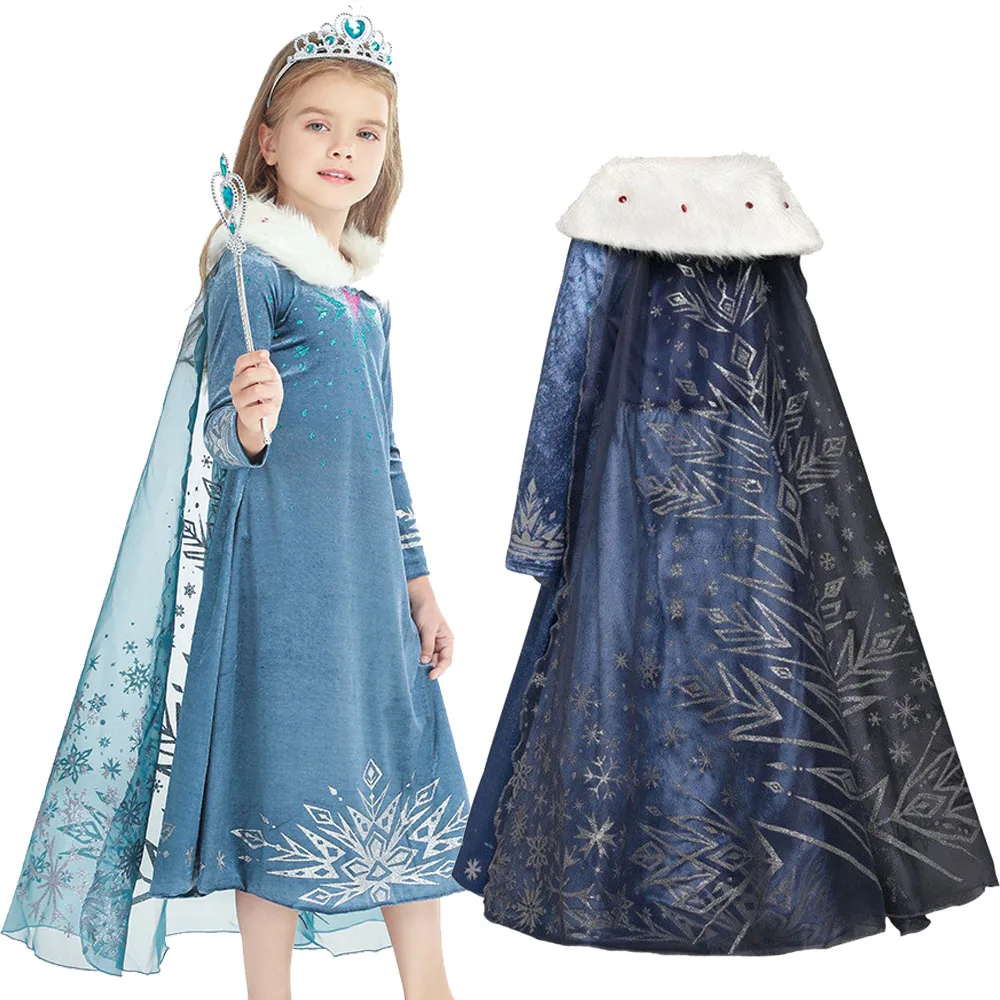 Anna Princess Dress Elsa Girls Costume Clothes Kids Dresses Cosplay Snow Queen Birthday Parti Vestidor Menina