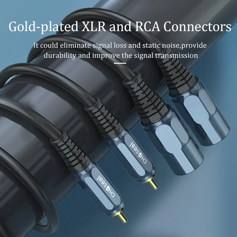 CHOSEAL-Cable Dual RCA a XLR 2 RCA macho a 2 XLR macho, Cable de Audio HiFi para amplificador, mezclador y micrófono