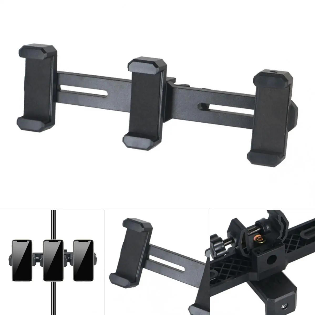 

Three Position Mobile Phone Stand Clip Bracket Holder for Live Tripod Fit for Microphones Tripod with Diameter Less Than 25mm