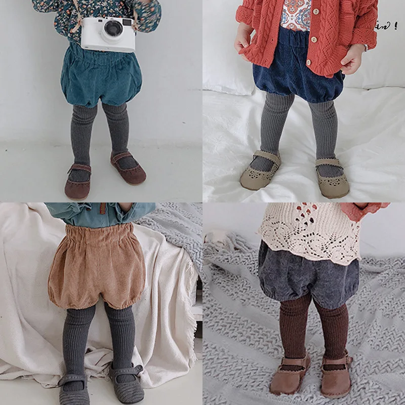 Girls spring and autumn 2021 new corduroy shorts, children\'s mid-waist Korean bread pants, underwear, outer wear