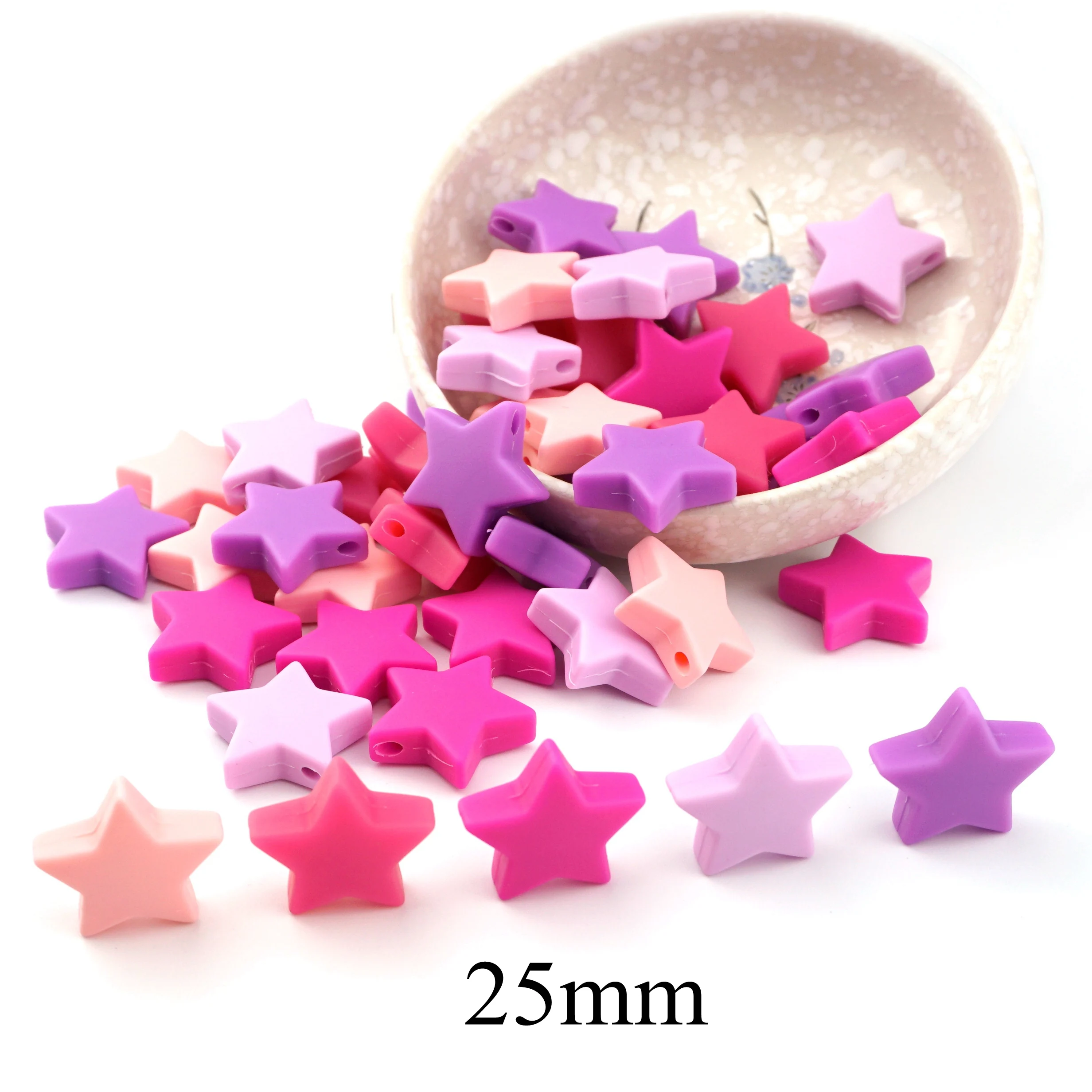 Sutoyuen 25mm Large Star Silicone Beads Can Chew 50pc Pink Series Teething Accessories DIY Nursing Necklace Bracelet Toys Beads