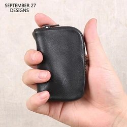 Mini Coin Purses Car Key Wallets Genuine Leather Luxury Casual Organizer Pocket Small Storage Pouch Cowhide Card Bag