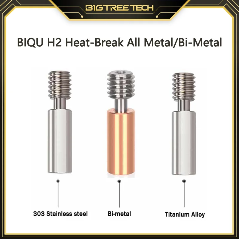 BIQU-H2 Extrusora Todo o heatbreak do metal, liga de titânio, garganta do aço inoxidável para a elevação MK8 Hotend Ender3 V2 3D Printer Parts