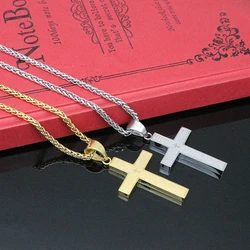 New Arrival Women Gold Color Cross Pendent Stainless Seel Cross Charm Necklace For Women Men Jewelry