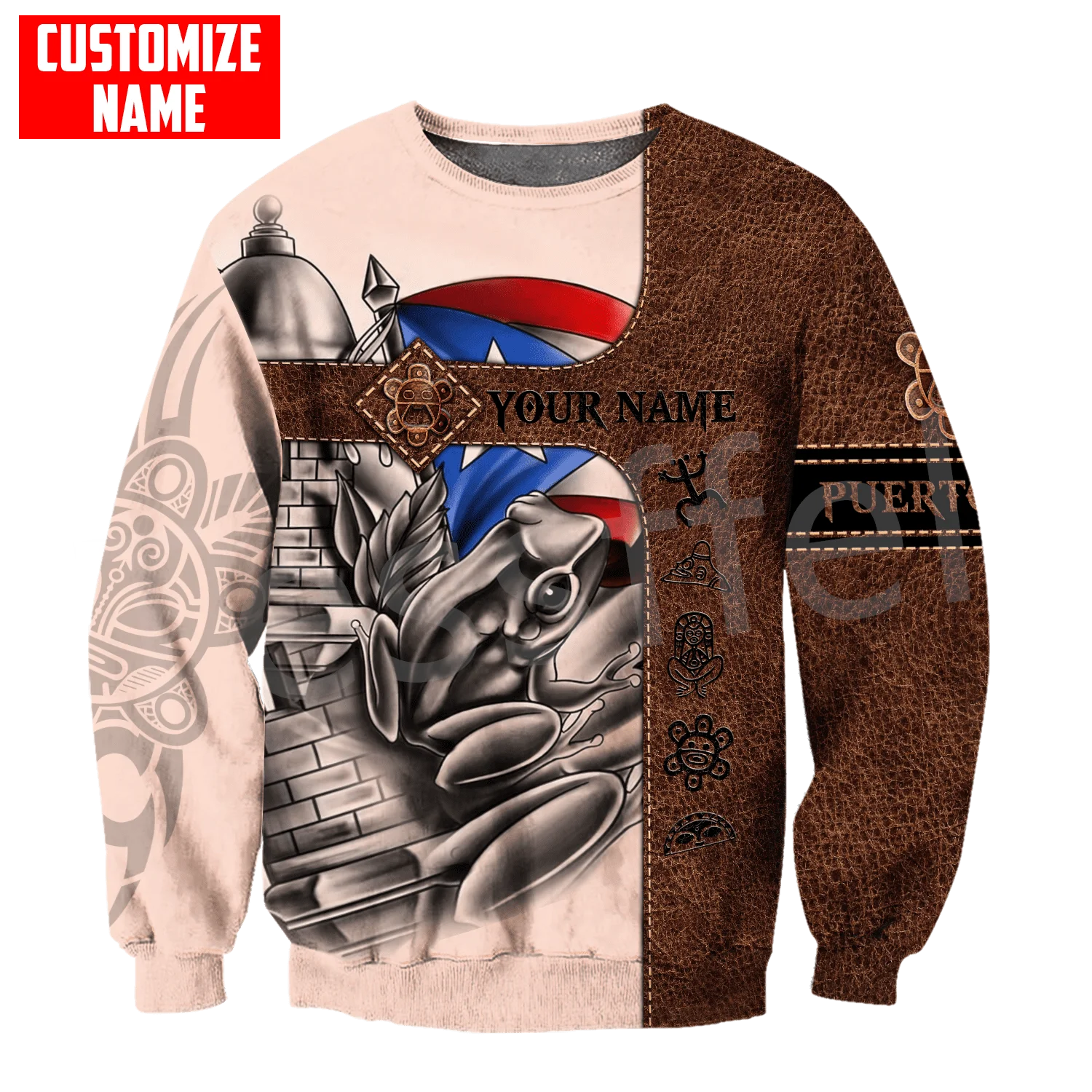 Tessffel Newest Country Flag Puerto Rico Taino Caribbean Sea Tattoo Harajuku Pullover 3DPrint Men/Women Funny Casual Hoodies X11