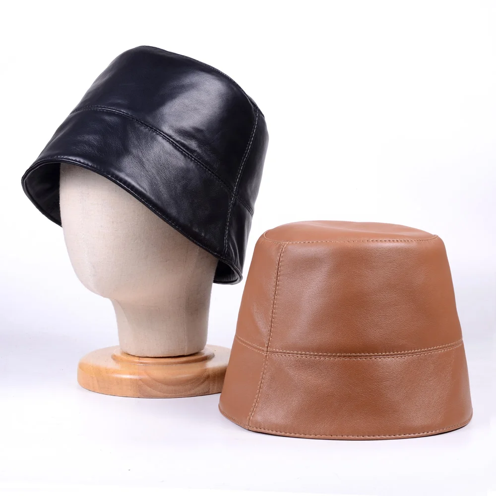 Women's Ladies Real leather Sunbonnet Sun Helmet Fishing Hat Bucket Hats Cloche Hat Caps/Hats