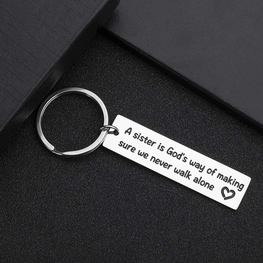 Best Friend Keychain Friendship Keyring Gifts for Sister Women Girls A Sister Is Gods Way of Making Sure We Never Walk Alone