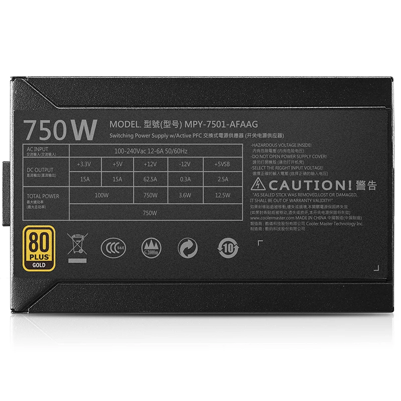 جديد الأصلي PSU ل كولر ماستر MWE GOLD 750 RTX2080Ti 750 واط امدادات الطاقة MPY-7501-AFAAG MPE-7501-AFAAG #5