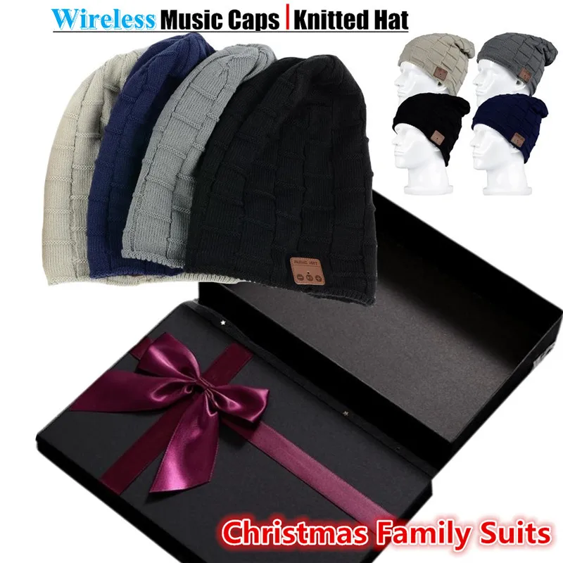 

Unisex Sport Wireless Bluetooth-Compatible Headset Knit Hat Stereo Magic Music Headband Cap Christmas Gift 4 Colors Family Suit