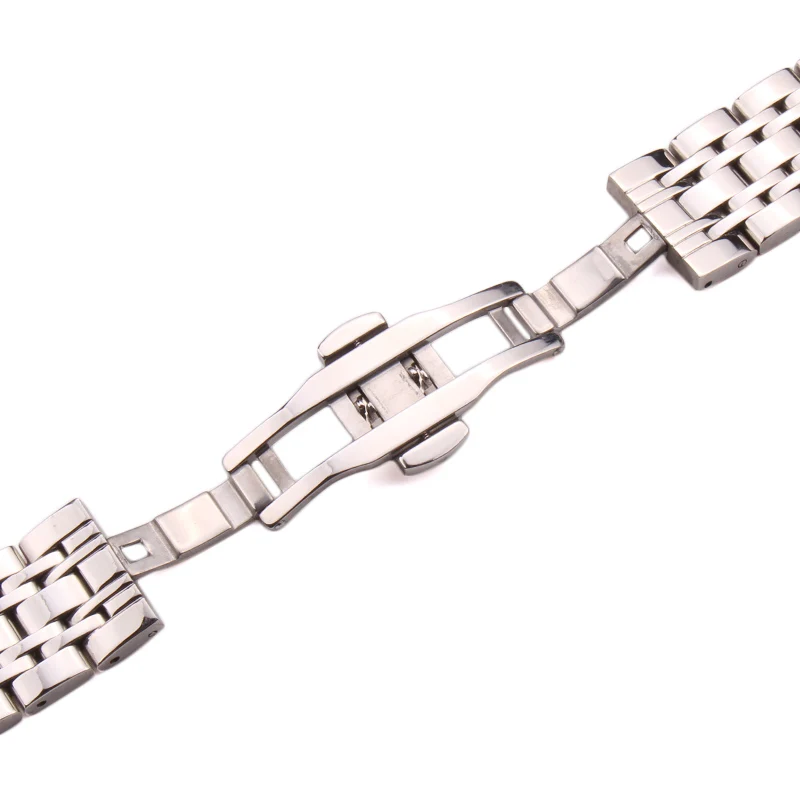 18mm 20mm 22mm Metal Watchbands Bracelet Silver Polished Stainless Steel Clocks Watch Strap Accessories