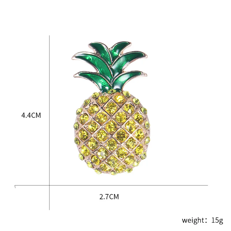 baiduqiandu High Quality Yellow Rhinestones Pave Pineapple Brooch Pins for Women