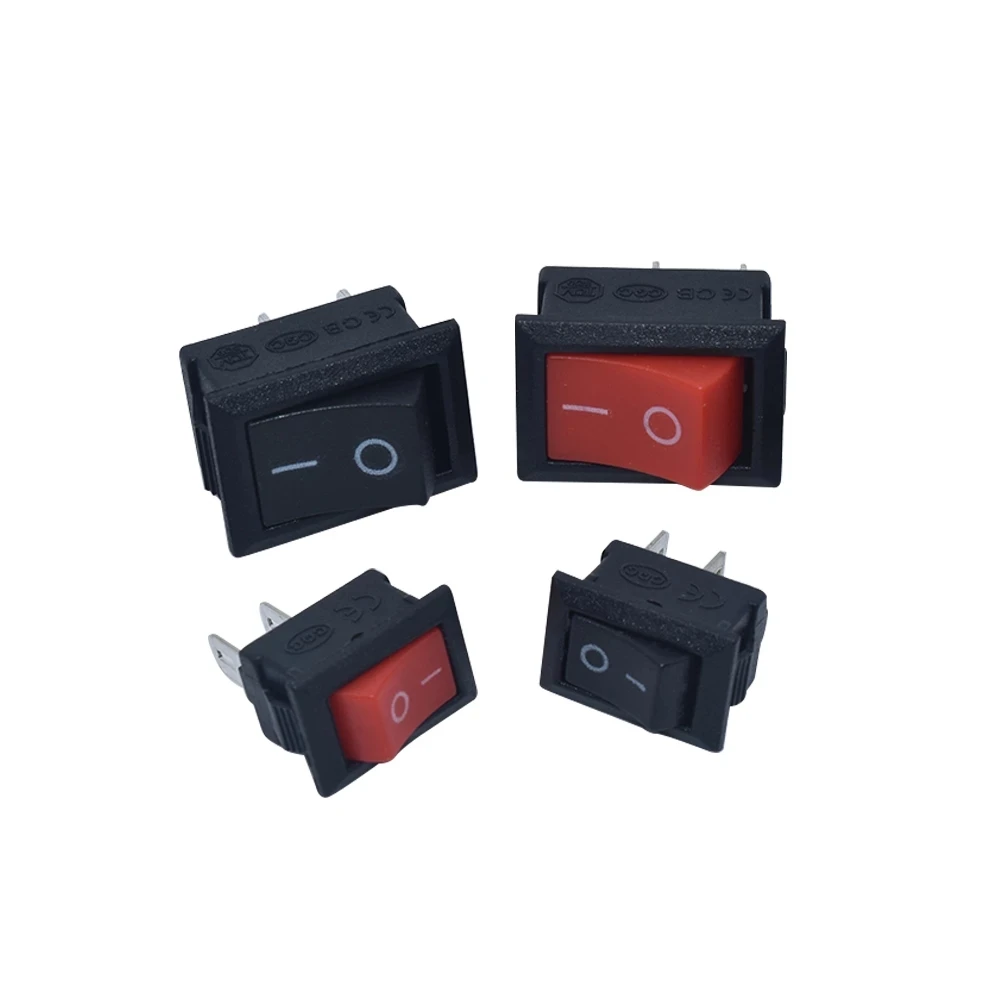 10Pcs KCD1 Rocker Switch Push Button Mini Switch 6A-10A 250V KCD1-101 2Pin Snap-In On/Off 10*15 21*15MM Hitam Merah Putih