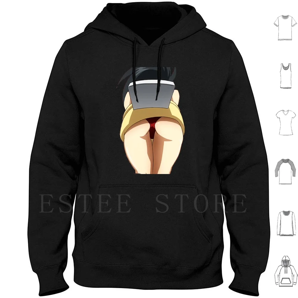 Momo Butt Hoodie Long Sleeve Ecchi Oppai Hentai Butt Ass Anime Ass Momo Yaoyorozu Momo Jiro Cute Surprised Anime Boku No