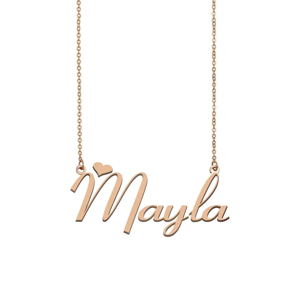 

Mayla Name Necklace Gold Stainless Steel Custom Nameplate Pendant for Women Girls Birthday Wedding Christmas Mother Jewelry Gift