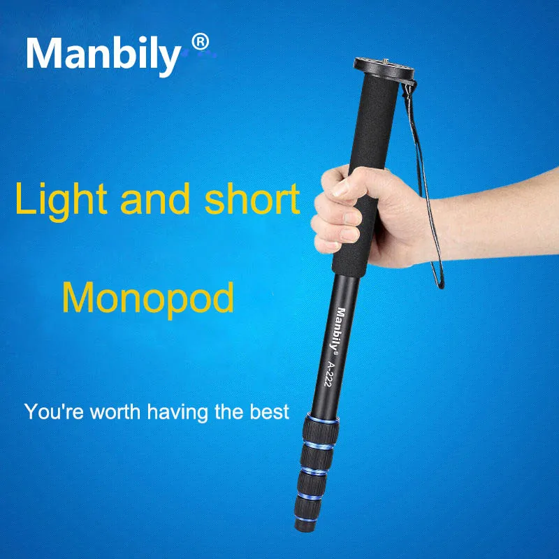 Manbily A222 A333 165cm Portable Professional DSLR Monopod Walking Stick with M-1 Mini Tripod Stand Base & Ballhead for Camera