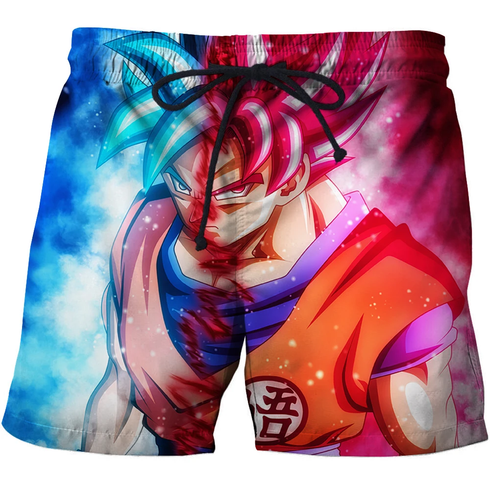 Men's Hot Beach Shorts Men's Goku Lose 3D Printing Fun Cartoon Anime Casual Pants Running Beach Shorts Comfortable Sports Shorts