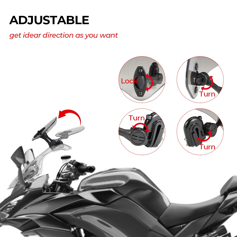 Motorcycle Windshield Clamp-On Variable Universal Windscreen Spoiler Extension For BMW Windscreen For R1200GS F800GS For Yamaha