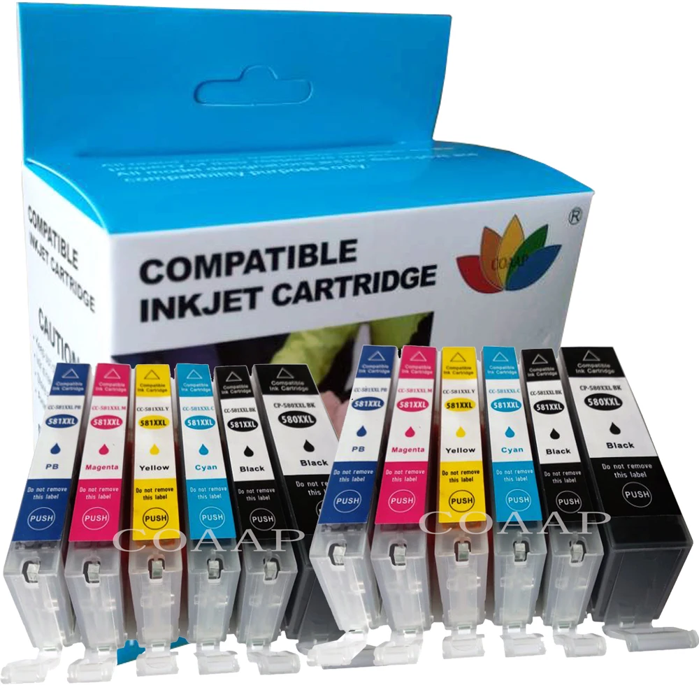 

12 Pcs Compatible PGI 580 CLI 581 XL ink cartridge for CANON TR7550 TR8550 TS6150 TS6151 TS8150 TS8151 TS8152 TS9150 TS9155