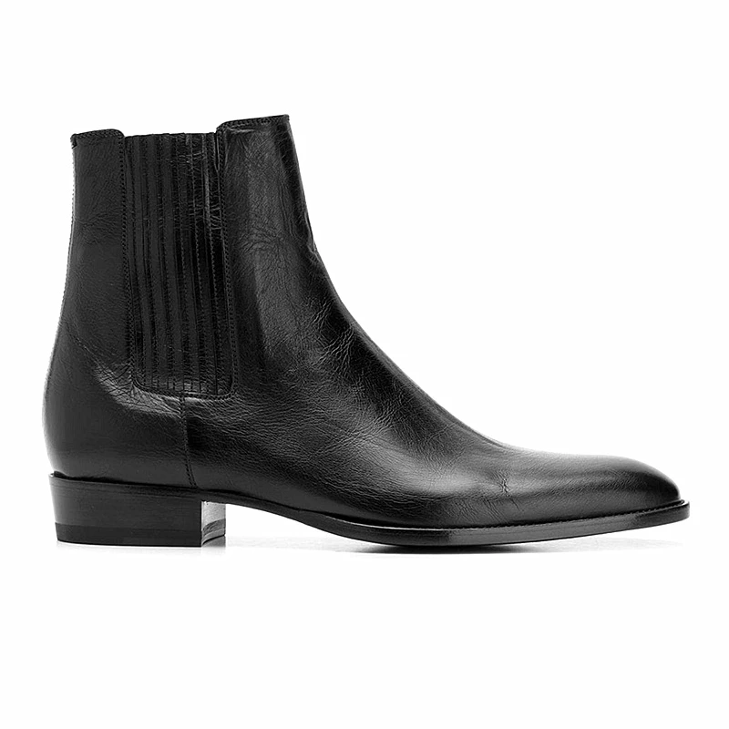 High Quality Handmade Vintage Men Boots British Fashion Wedge Genuine Leather Ankle Boots Designer Wedding Dress Chelsea Boots