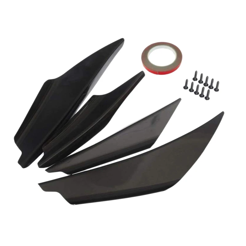 4Pcs Front Bumper Canards Splitter Body Diffuser Fins Body Spoiler Canard Universal Fit for Any Car