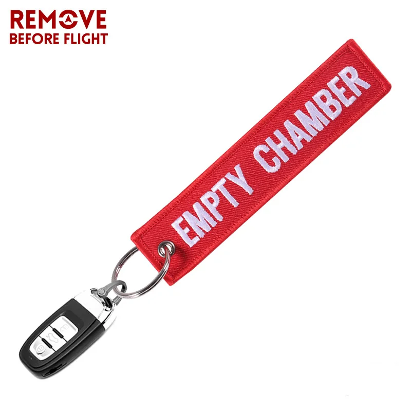 2 PCS Empty Chamber Keychain For Fire Fighter Gift Promotion Christmas Keychains Luggage Tag Embroidery Crew Orange Key Fob