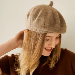 2024 New Arrival Autumn Winter Women Hats 100% Goat Cashmere Knitted Headgears Soft Warm Fashion Girl Cap 5 Colors High Quanlity