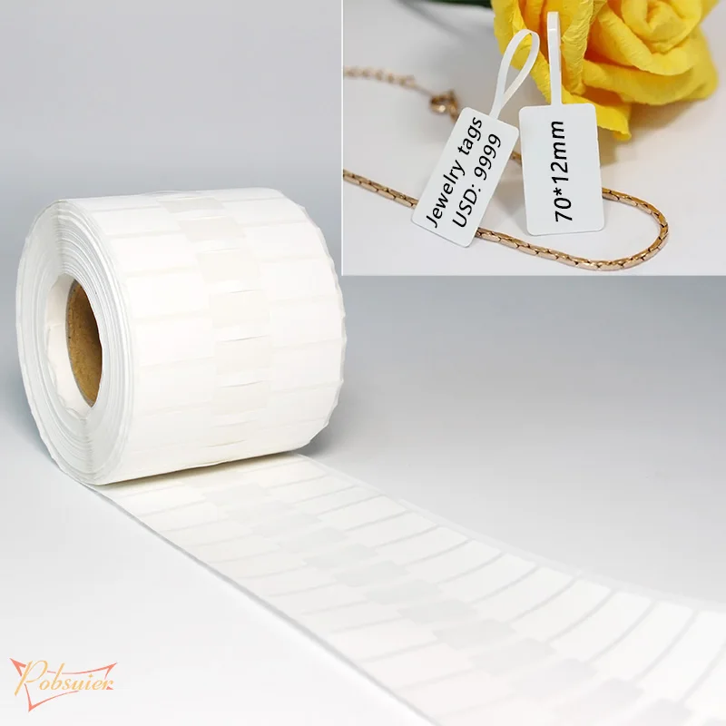 2500pcs/roll Adhesive Paper Stickers Jewelry Price Hang Label Tags for Jewellery Repair Identification 70x12mm