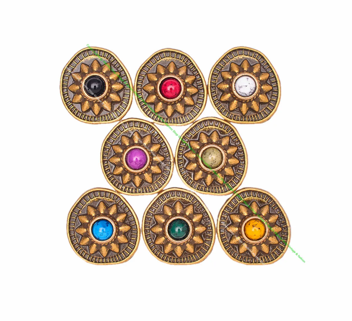 10pcs 19*18mm Vintage Messing Sonnenblume schwarz türkis Conchos Zubehör für DIY Leder Handwerk Gürtel Ledertasche Schlüssel bund Dekor – Detail 29