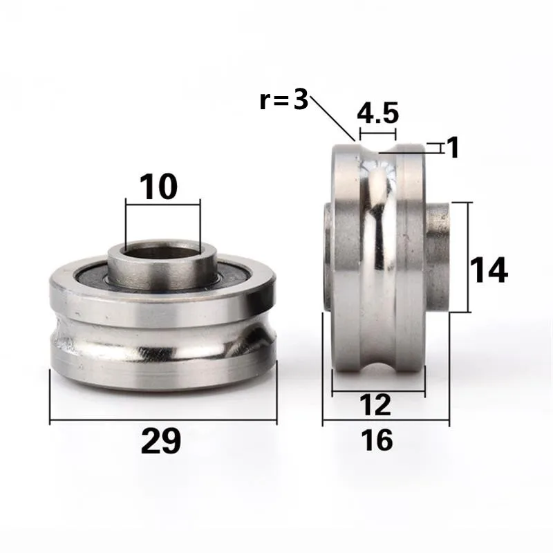 5pcs/20pcs U Groove Guide Wheel 10*29*12mm Bearing Steel Mechanical Roller Pulley Suitable For 6mm Optical Axis 10x29x12 mm