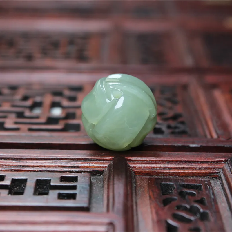 Natural hetian jade round sphere temperament DIY real jade pendant earring jade accessories septa scattered beads for women