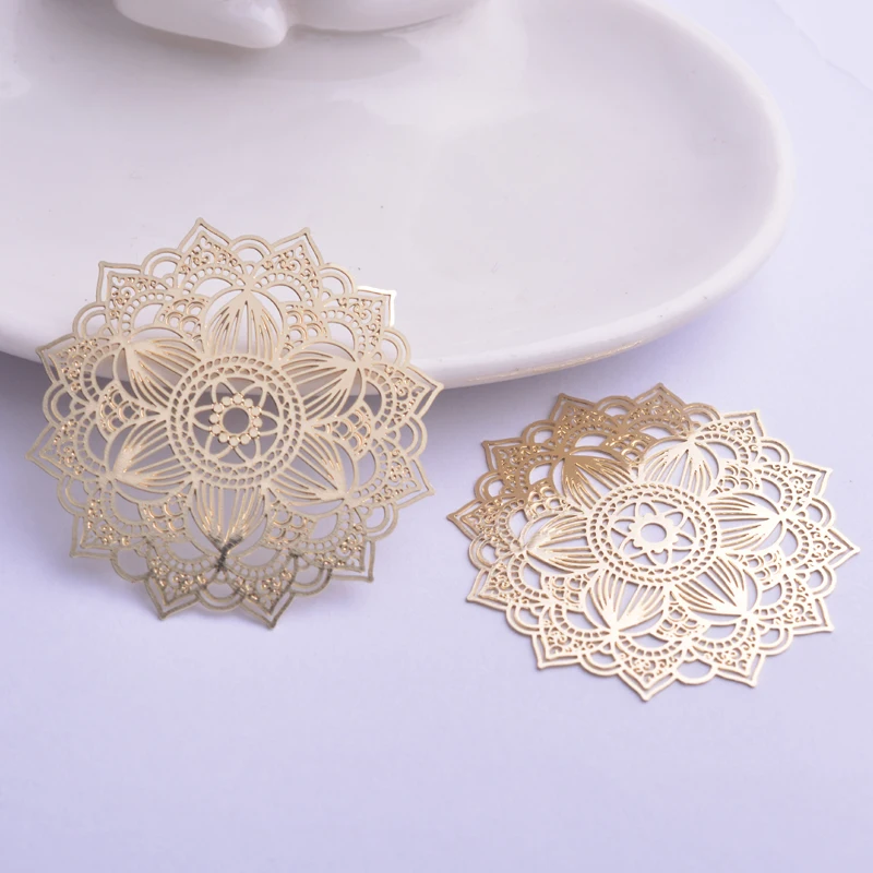 30 Stück AB6414 40mm Filigrane Mandala-Form Charms Ohrring-Verbinder Metall Messing Dünner Anhänger DIY Schmuck Ohrring-Herstellung – Detail 6